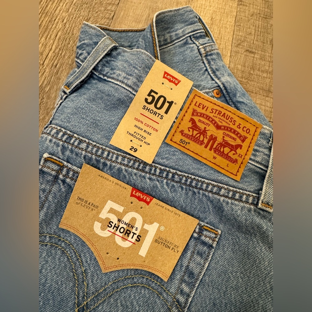 High Rise Levi’s 501 distressed shorts.